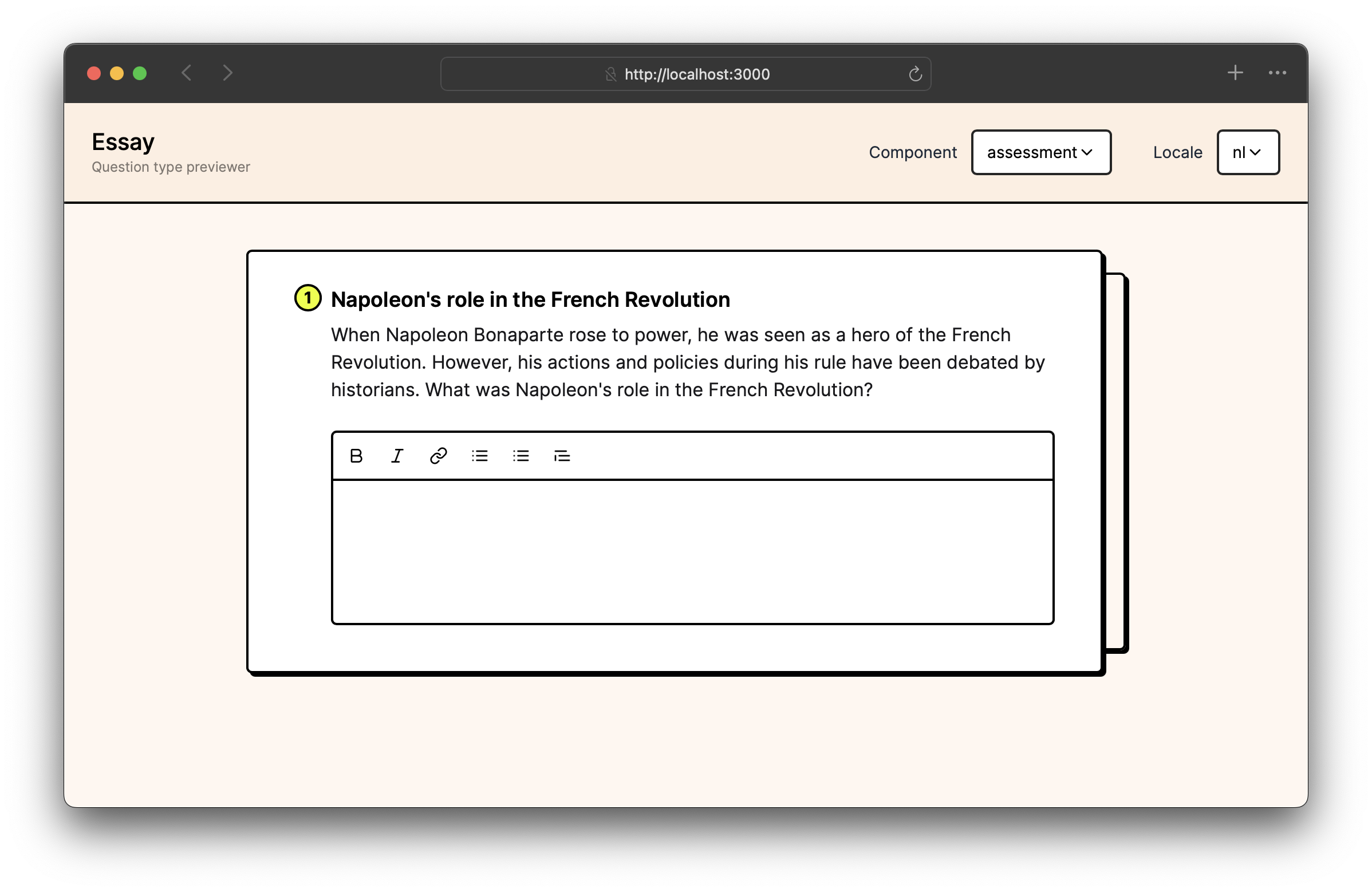 Question type previewer