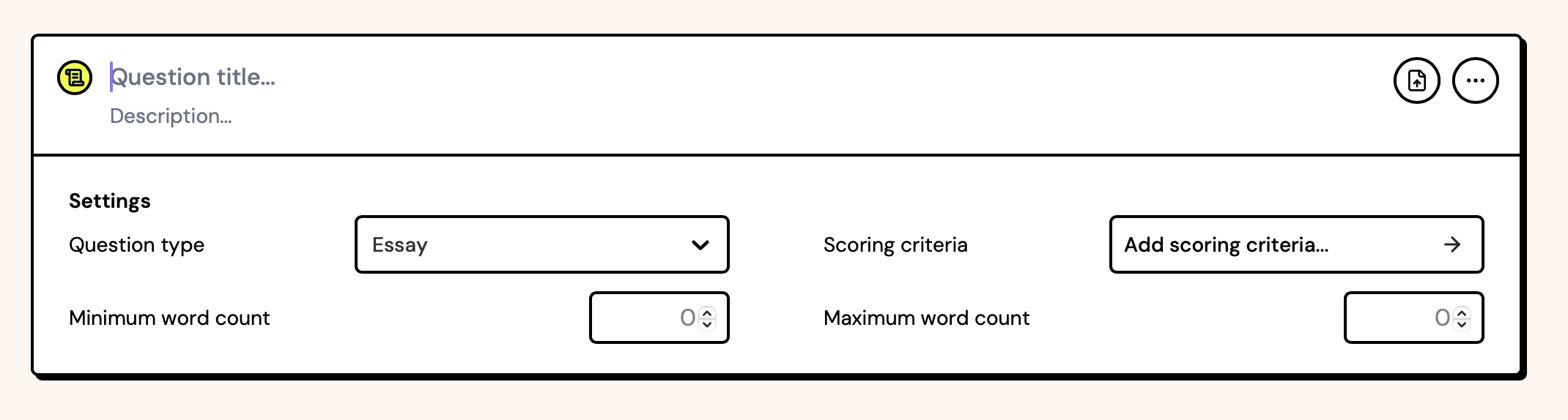 Question settings for Essay question